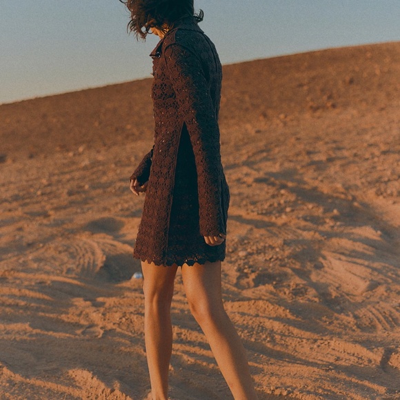 NWT H&M Limited Edition Women Crochet-look Knitted dress Dark Brown Solid colour - Picture 4 of 5